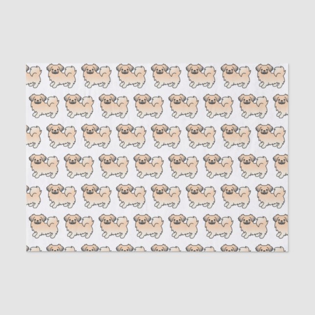 Cream Sable Tibetan Spaniel Cartoon Dog Pattern Tissue Paper (Front)