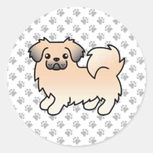 Cream Sable Tibetan Spaniel Cute Cartoon Dog Classic Round Sticker