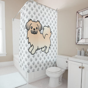 Cream Sable Tibetan Spaniel Cute Cartoon Dog Shower Curtain