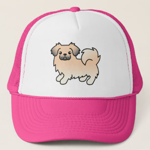 Cream Sable Tibetan Spaniel Cute Cartoon Dog Trucker Hat