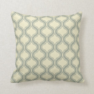 Cream & Sage-Green Geometric Pattern Cushion