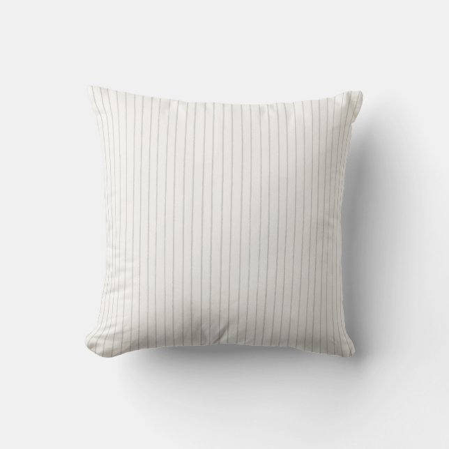 Cream Sage Grey Stripe Minimalist Pattern Cushion (Front)