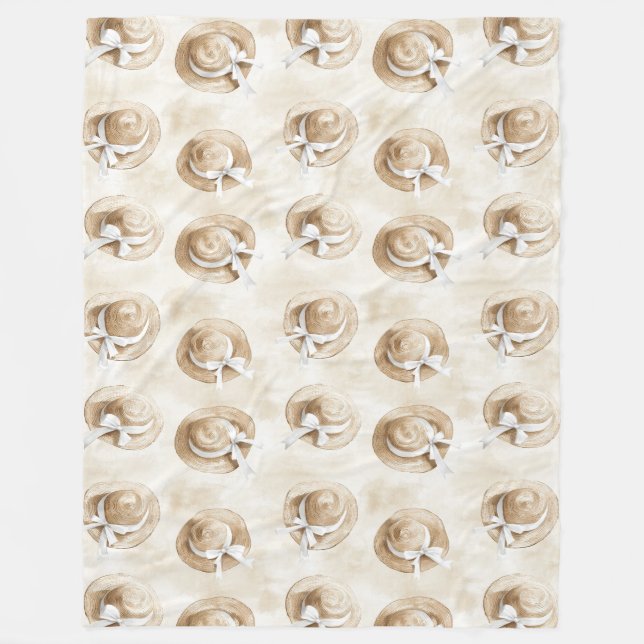 Cream Sand Beach Hats   Fleece Blanket (Front)
