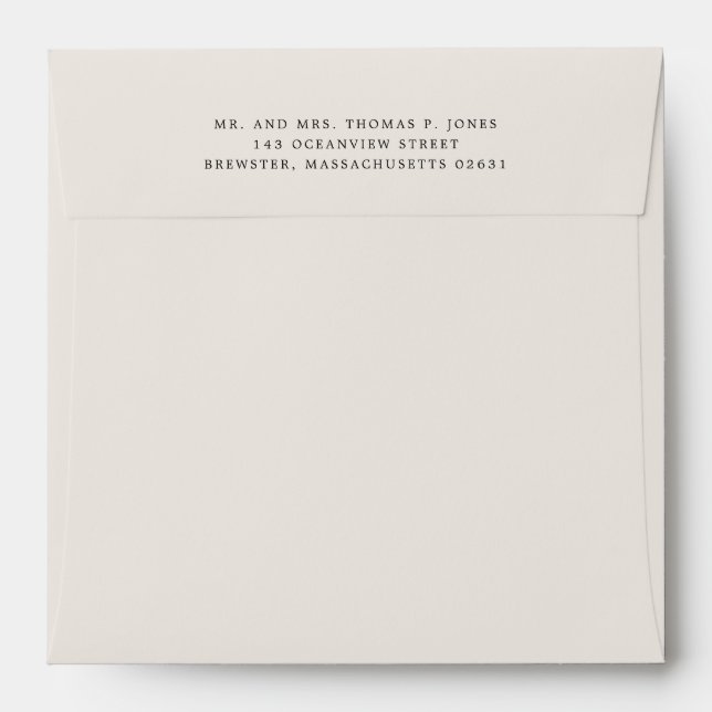 Cream Sand Colour with Return Address Envelope (Back (Top Flap))