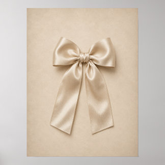 Cream Satin Bow Wall Art | Neutral Coquette Poster