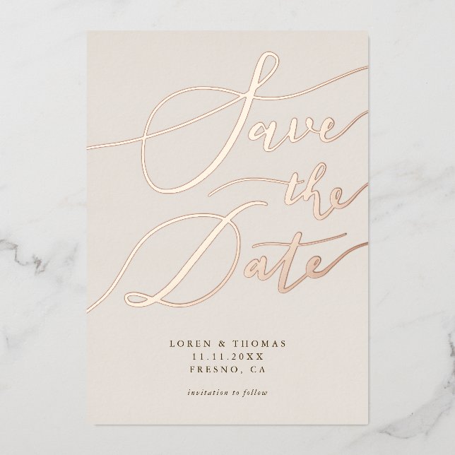 Cream Save The Date Calligraphy (Front)