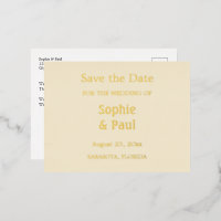 Cream Save the Date Gold Foil Invitation Postcard