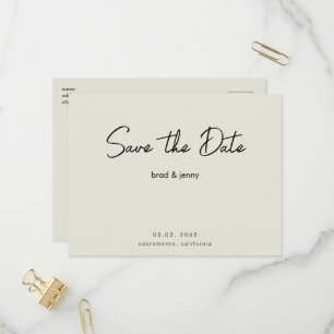 Cream Save the Date Invitation Postcard