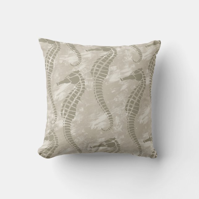 Cream Sea Horses Cushion (Front)