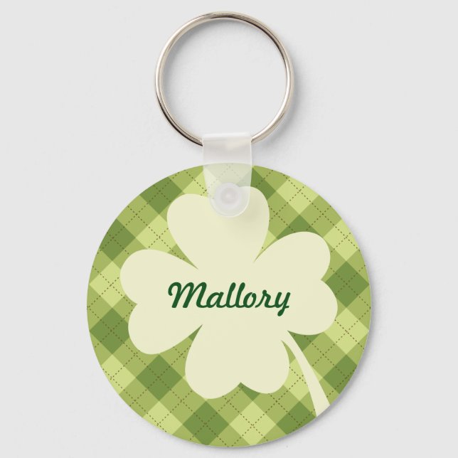 Cream Shamrock Personalised Keychain (Front)