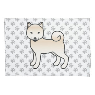 Cream Shiba Inu Cute Cartoon Dog & Paws Pillowcase