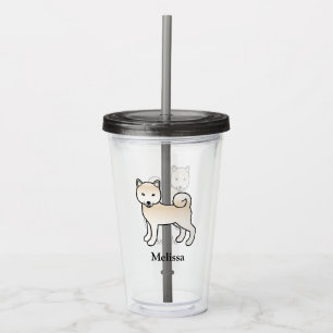 Cream Shiba Inu Cute Dog & Custom Name Acrylic Tumbler