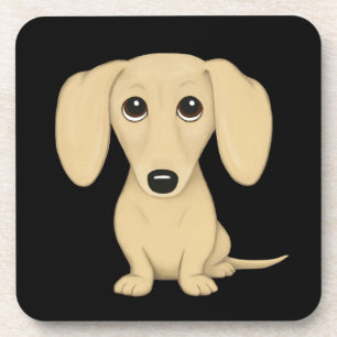 Cream Short Haired Dachshund Cute Cartoon Dog Coaster