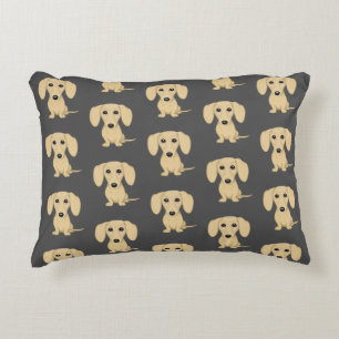 Cream Short Haired Dachshund Pattern Decorative Cushion