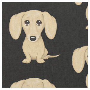 Cream Short Haired Dachshund Pattern Fabric