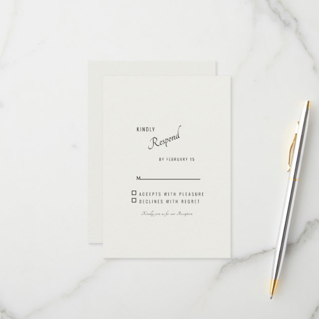 Cream Simple Modern Wedding RSVP (Front/Back In Situ)