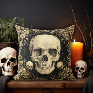 Cream Skull Design Cushion