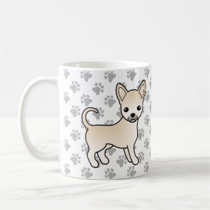 Cream Smooth Coat Chihuahua Cartoon Dog & Paws Coffee Mug