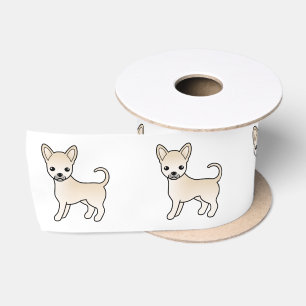 Cream Smooth Coat Chihuahua Cute Cartoon Dog Satin Ribbon