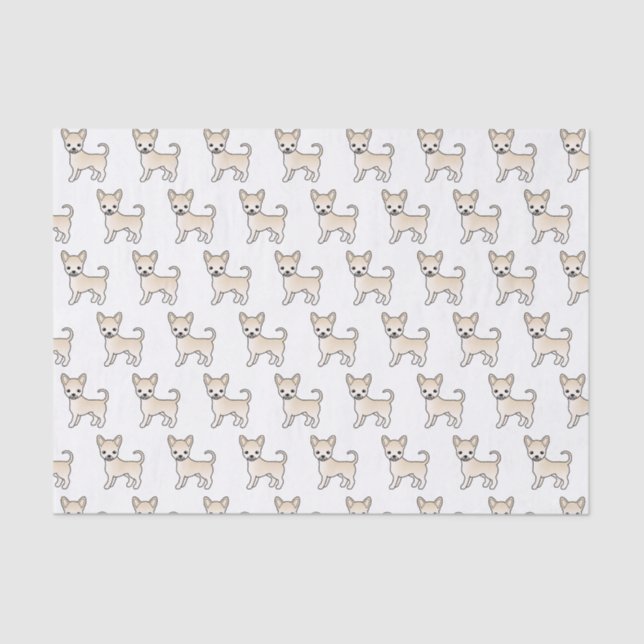 Cream Smooth Coat Chihuahua Cute Dog Pattern Tissue Paper (Front)