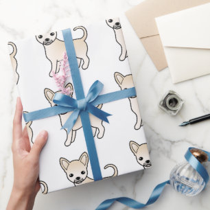 Cream Smooth Coat Chihuahua Cute Dog Pattern Wrapping Paper