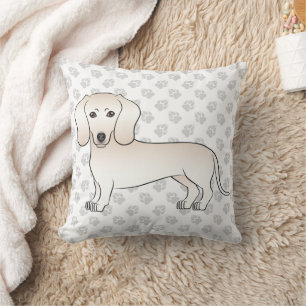 Cream Smooth Coat Dachshund Cartoon Dog With Paws Cushion