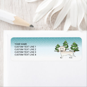 Cream Smooth Coat Dachshund Dog In Winter Forest Return Address Label