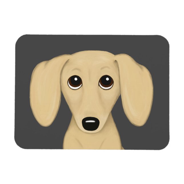 Cream Smooth Coated Dachshund Cartoon Dog Magnet (Horizontal)