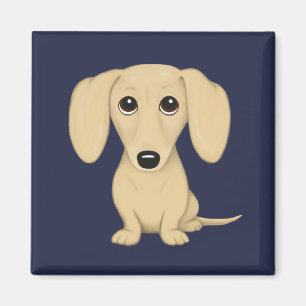 Cream Smooth Coated Dachshund Cartoon Dog Magnet