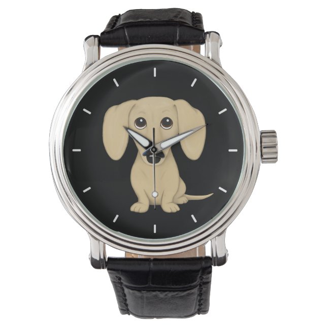 Cream Smooth Coated Dachshund | Cute Wiener Dog Watch (Front)