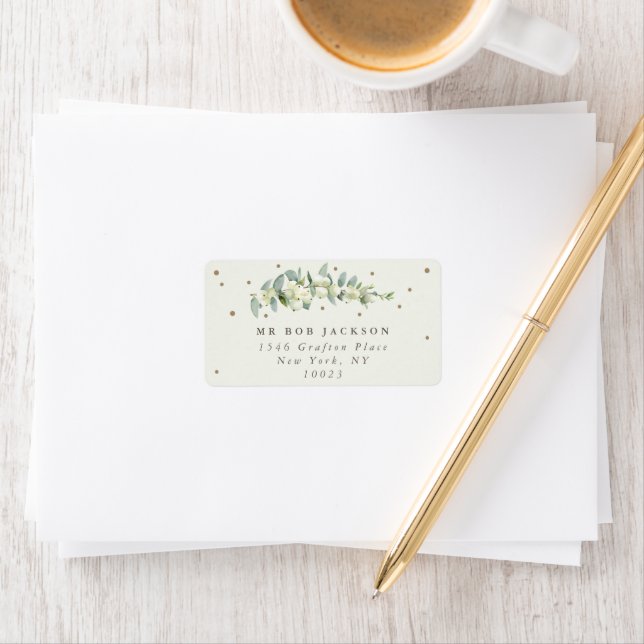 Cream Snowberry+Eucalyptus Address Label (Insitu)