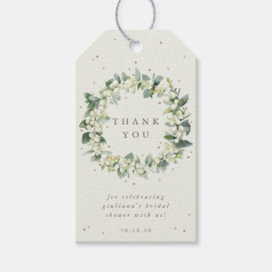 Cream Snowberry+Eucalyptus Bridal Shower Thank You Gift Tags