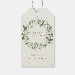 Cream Snowberry+Eucalyptus Christmas/Holiday Gift Tags
