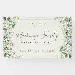 Cream Snowberry+Eucalyptus Christmas Holiday Party Banner
