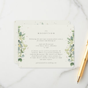 Cream Snowberry+Eucalyptus Edged Wedding Reception Enclosure Card