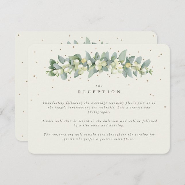Cream Snowberry+Eucalyptus Garland Reception Enclosure Card (Front/Back)