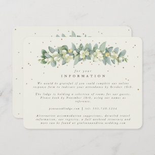 Cream Snowberry+Eucalyptus Garland Wedding Info Enclosure Card
