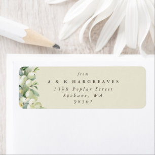 Cream Snowberry+Eucalyptus Holiday Return Address Label