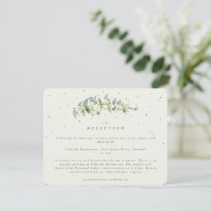 Cream Snowberry+Eucalyptus Stem Wedding Reception Enclosure Card