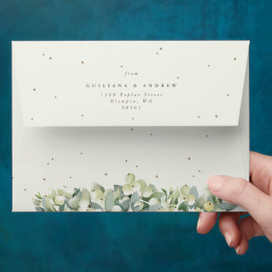 Cream Snowberry+Eucalyptus Wedding A7 Envelope