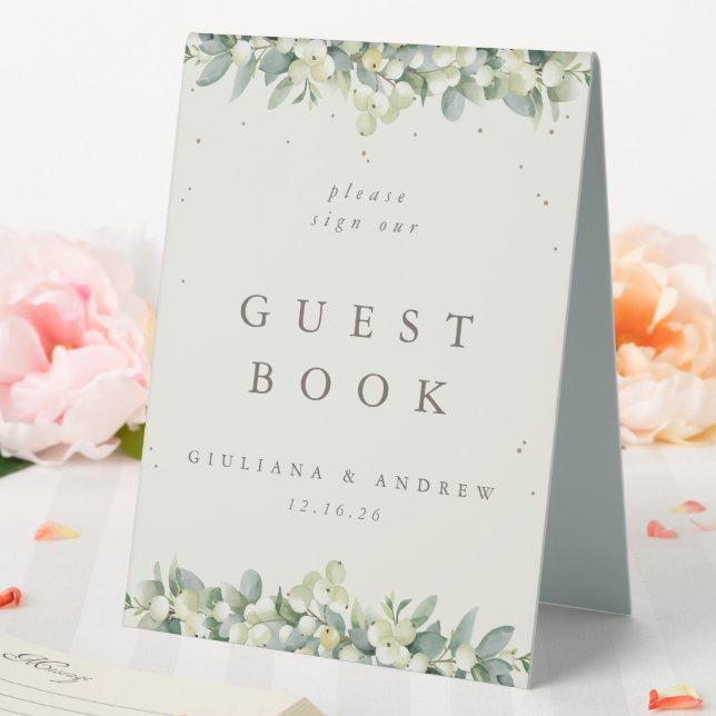 Cream Snowberry+Eucalyptus Wedding Guest Book (In SItu (Wedding))