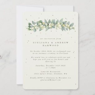 Cream Snowberry+Eucalyptus Wedding Reception Invitation