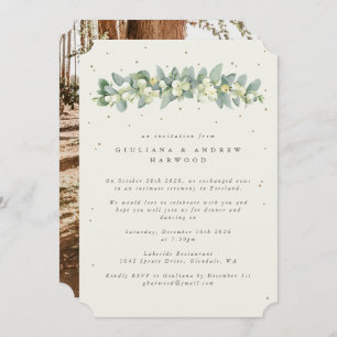 Cream Snowberry+Eucalyptus Wedding Reception Photo Invitation