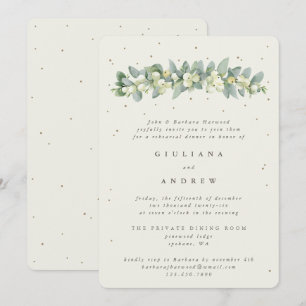 Cream Snowberry+Eucalyptus Wedding Rehearsal Invitation