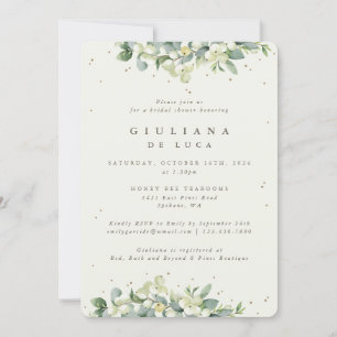 Cream Snowberry+Eucalyptus Winter Bridal Shower Invitation