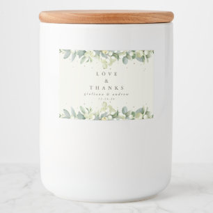 Cream Snowberry+Eucalyptus Winter Wedding Favour Food Label
