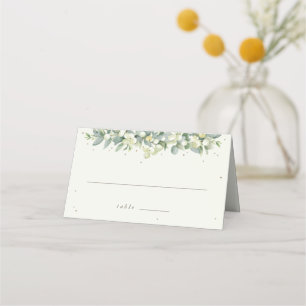 Cream Snowberry+Eucalyptus Winter Wedding Folded Place Card