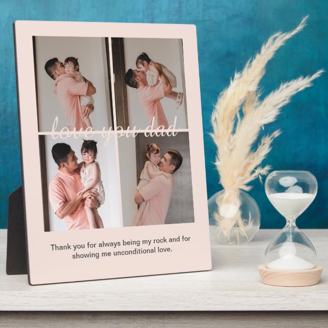 Cream Soft Happy Father's Day Gift Photo Collage  Plaque (Side)