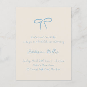Cream Something Blue Bow Bridal Shower Postcard