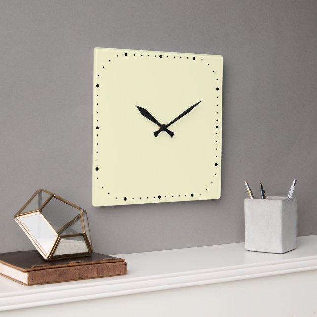Cream Square Wall Clock With Without Numbers (Office)